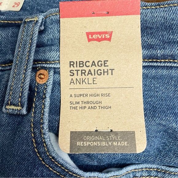 NWT Levi’s Ribcage Straight Jeans Size 29 | 8 in Summer Slide Ankle Medium Wash - Picture 13 of 16